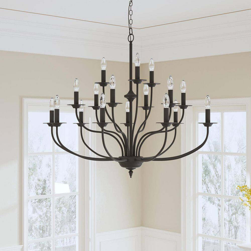 18-Light 27.5 in. Black Crystal Modern Tiered Dimmable Chandeliers Dining Kitchen Ceiling Lights Foyer Bedroom Lighting price history on PriceWatchPro