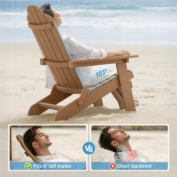 Mximu Teak Plastic Outdoor Patio Folding Adirondack Chair FCH1304