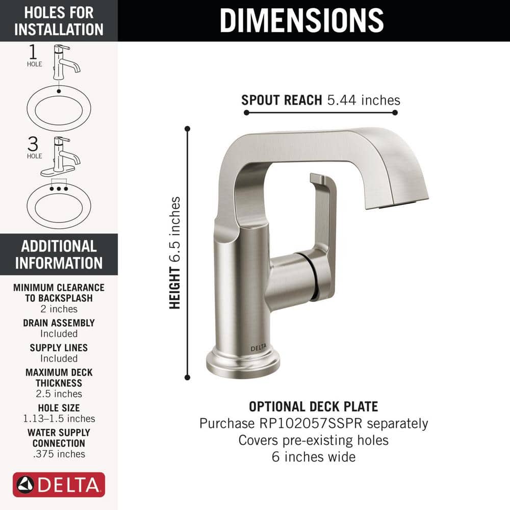 Lumicoat Stainless Single Handle Bathroom Faucet with Drain Assembly