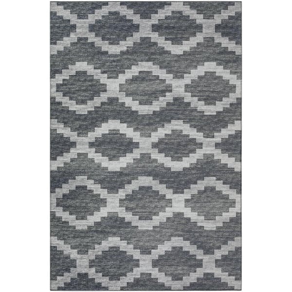 Yuma Black 5 ft. x 7 ft. 6 in. Geometric Indoor/Outdoor Washable Area Rug