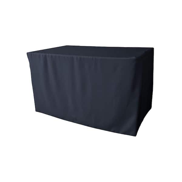 LA Linen 48 in. L x 24 in. W x 30 in. H Navy Blue Polyester Poplin Fitted Tablecloth