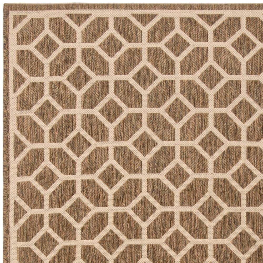 Beige and Cream Geometric Indoor/Outdoor Area Rug