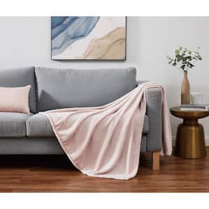 Solid Plush Blush Polyester 50 in. x 60 in. Throw Blanket