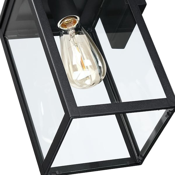 TRUE FINE Jefferson 2-Light 25.7 in. Black Large Outdoor Wall Lantern  Sconce Light TD40021OT - The Home Depot