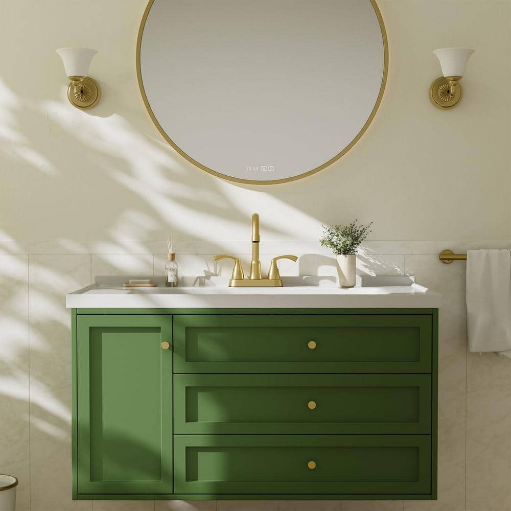 Brushed Gold Double Handle High Arc Bathroom Faucet with Drain Kit