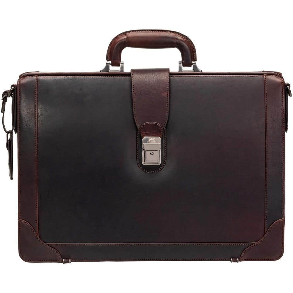 MANCINI Buffalo Brown Luxurious Litigator Briefcase Pocket for