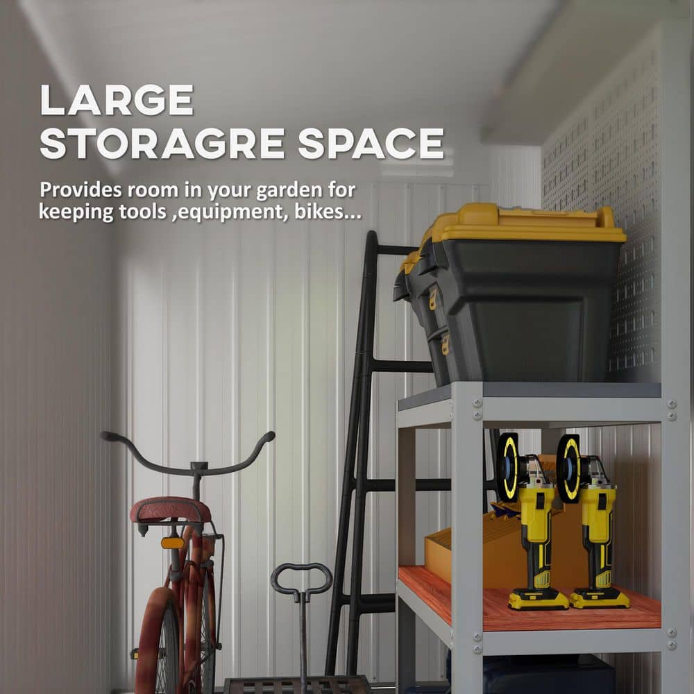 4' x 8' Brown Metal Lean-to Outdoor Storage Shed
