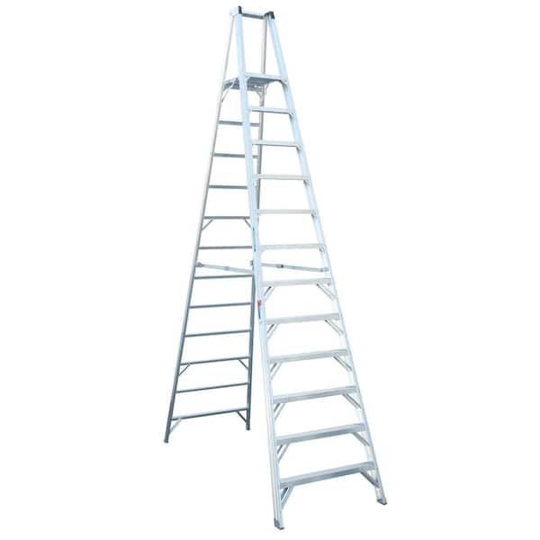 WERNER 18 ft. Reach Aluminum Platform Step Ladder with 300 lb. Load Capacity Type IA Duty Rating
