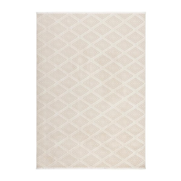 TOWN & COUNTRY LIVING Everyday Rein Solid Diamond Beige 5 ft. x 7 ft. Machine Washable Area Rug