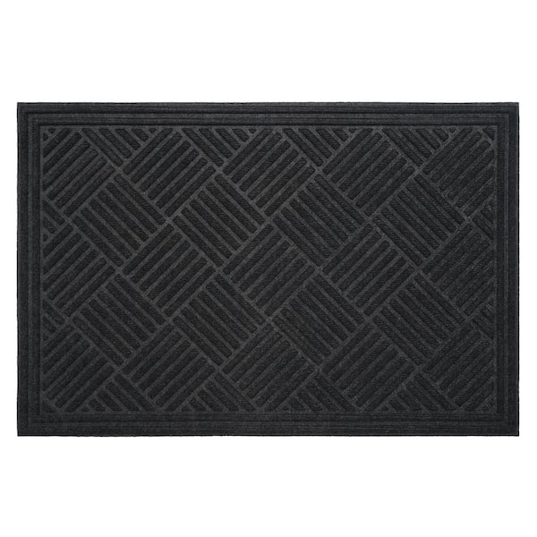 Chess Ribbed Charcoal 36 in. x 60 in. Multicolored Indoor/Outdoor Doormat