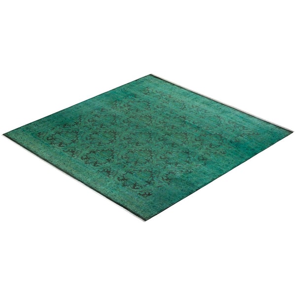 Overdyed Green 10 ft. x 10 ft. Solid Wool Indoor Area Rug
