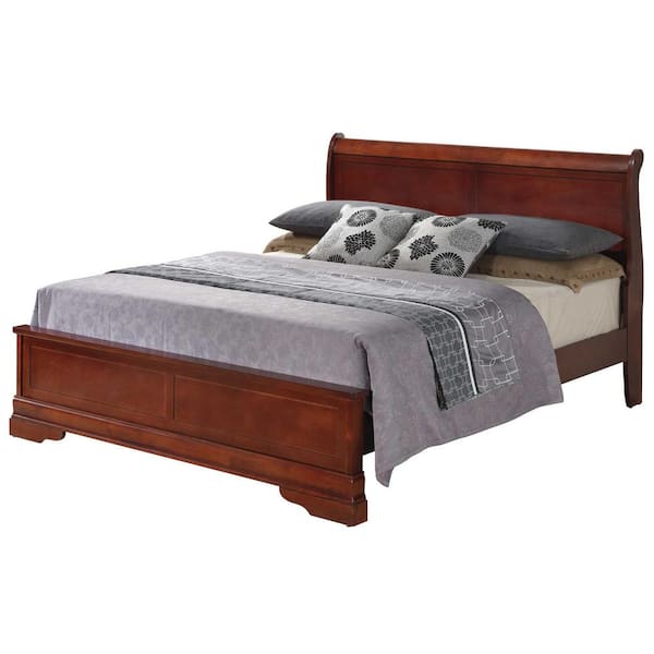 AndMakers Louis Philippe Cherry King Wood Panel Bed