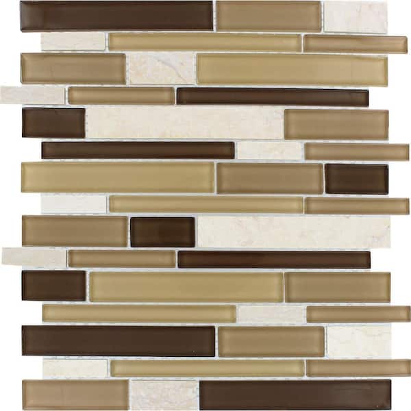 MSI Sand Canyon Interlocking 12 in. x 12 in. x 6 mm Glass and Stone Mesh-Mounted Mosaic Tile