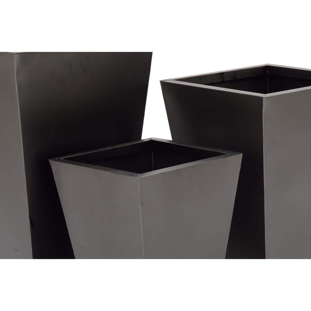 Elegant Black Iron Square Planters for Indoor/Outdoor - Set of 3