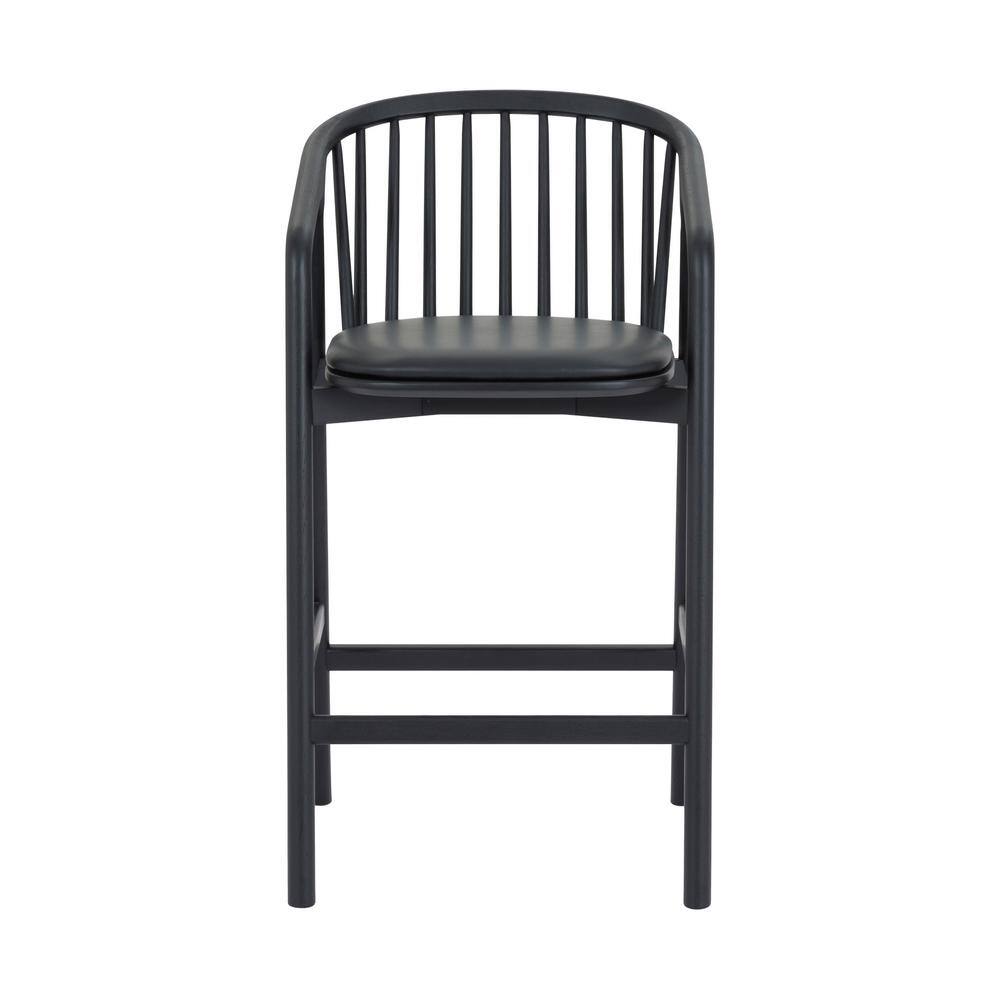 Markeith Black Oak and Faux Leather Counter Stool