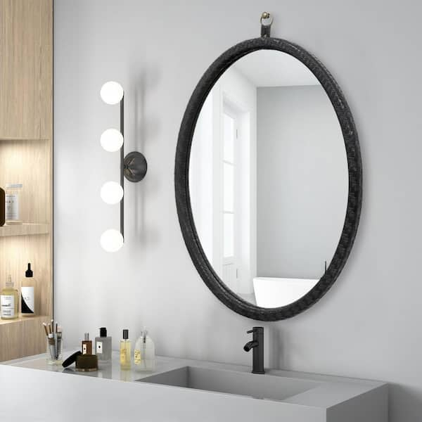 Corrigan Studio® Ishbel 32 Inch Wall Circle Mirror Large Round Black  Circular Mirror,Bathroom Make Up Vanity Mirror