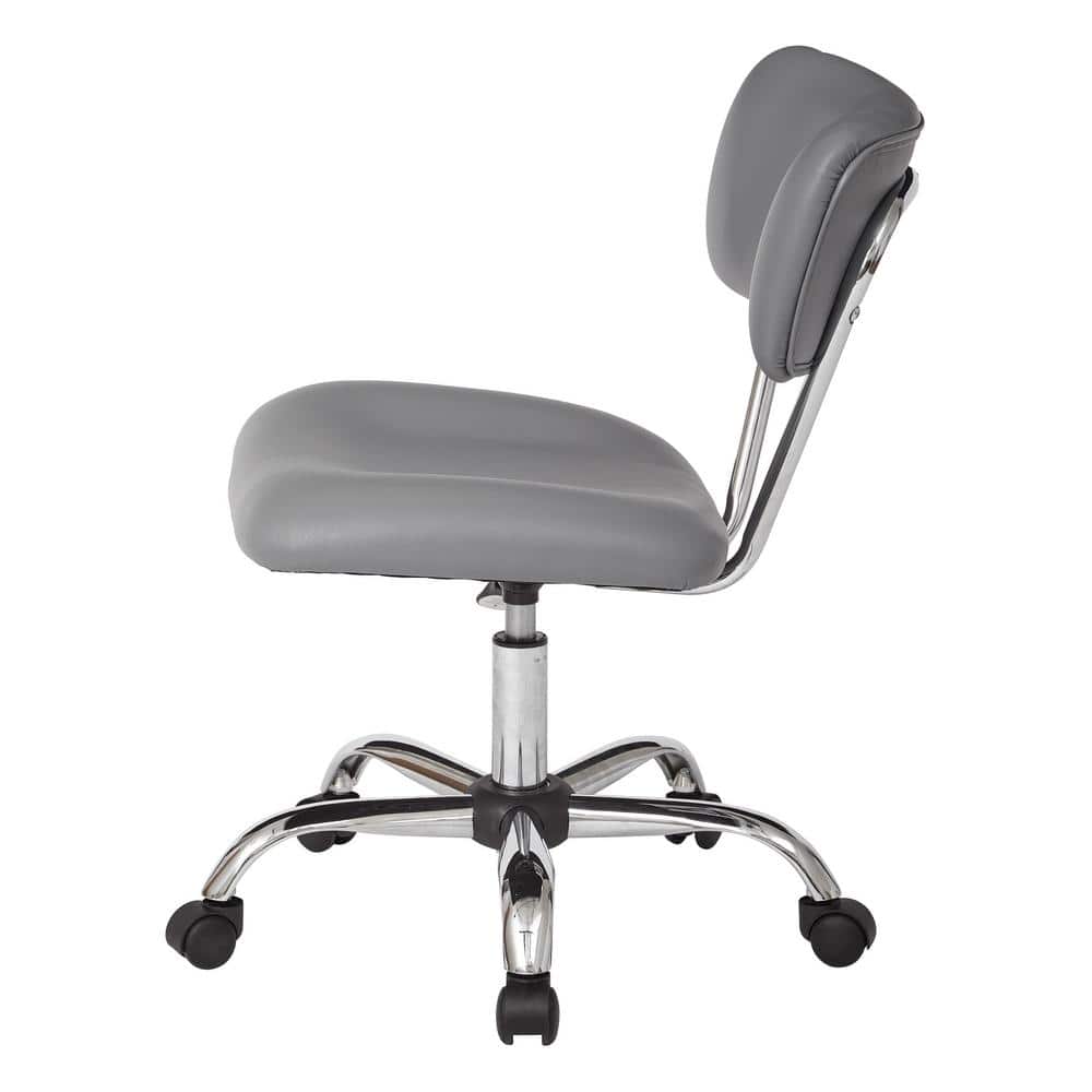 Vista Swivel Low-Back Task Chair in Gray Faux Leather