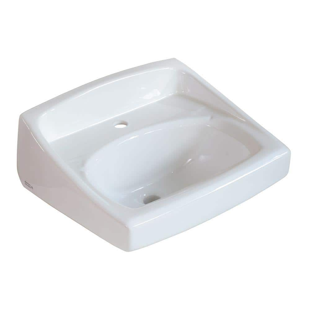 American Standard Lucerne Wall Mounted Bathroom Sink For Exposed Bracket Support By Others With Center Hole Only In White 0356041020 The Home Depot