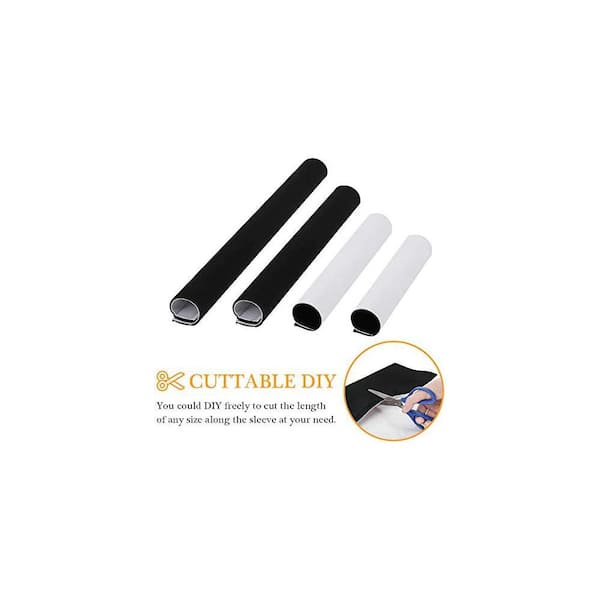 Barelove 120" Neoprene Cable Management Sleeve – Flexible, Cuttable DIY, Reversible Black/White – Cord Hider For Office, TV, Computer, Desk