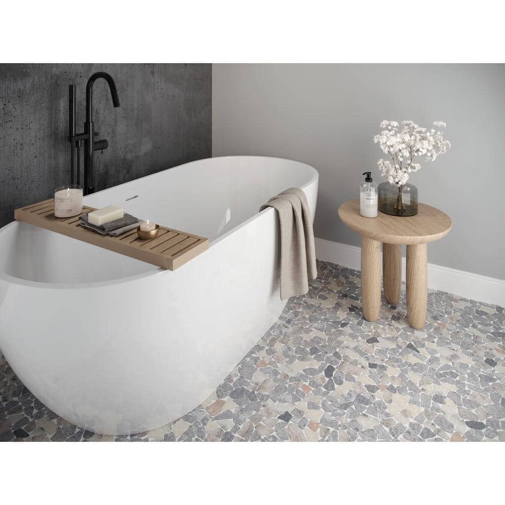 11" x 11" Ash Gray Quartz Mix Marble Mosaic Tile