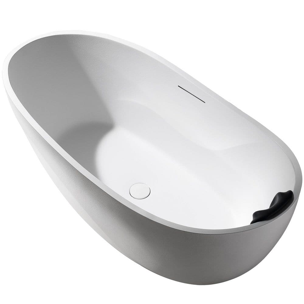 Kelut Series 67 in. x 32 in. Flat Bottom Solid Surface Freestanding Soaking