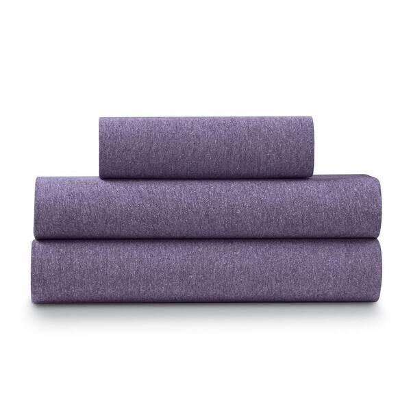 ELLA JAYNE 3-Piece Purple Heather Jersey Knit Twin Size Sheet Set