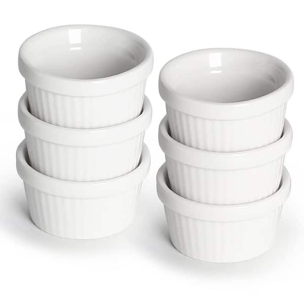 6-Piece Mini Round Ceramic Ramekin Set with 1 oz Capacity, Oven Safe Souffle Dessert Dipping Cups