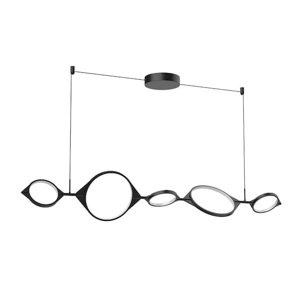 Serif 57 in. 1 Light 37-Watt Black Integrated LED Pendant Light