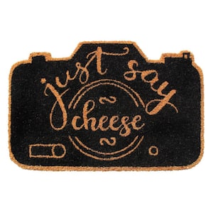 Black Natural 16 in. x 24 in. Just say cheese Doormat