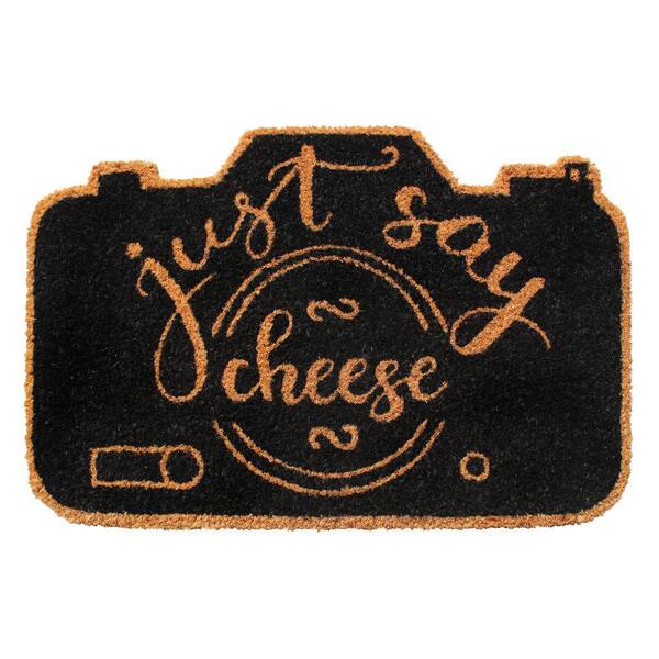 Unbranded Black Natural 16 in. x 24 in. Just say cheese Doormat