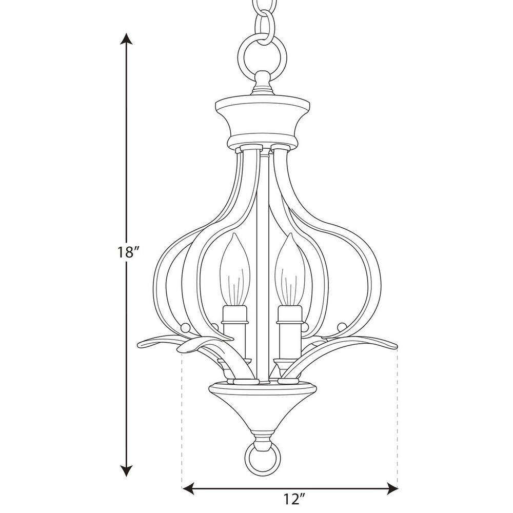 Trinity Brushed Nickel 2-Light Foyer Fixture with Glass Shades