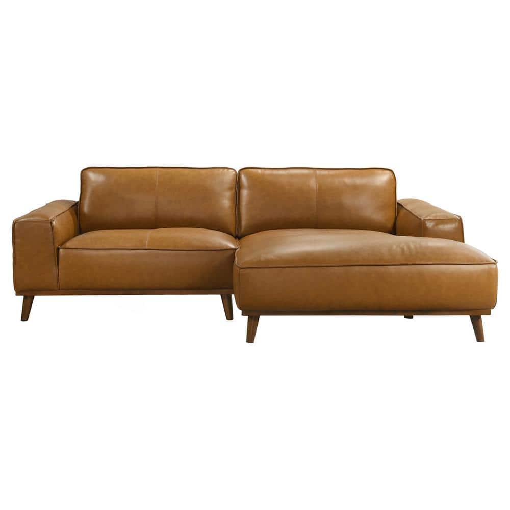 Ashcroft Furniture Co Clifford 98 in. Square Arm 2-Piece Leather L