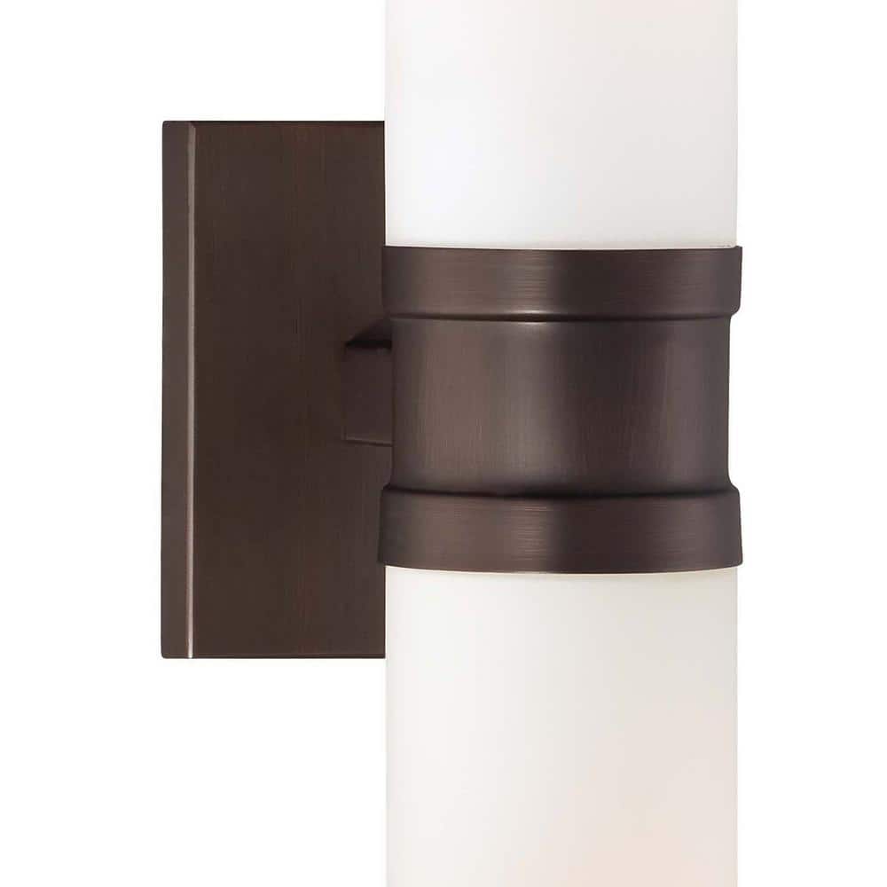 Elegant Copper Bronze Patina Dimmable Wall Sconce with Etched Opal Glass