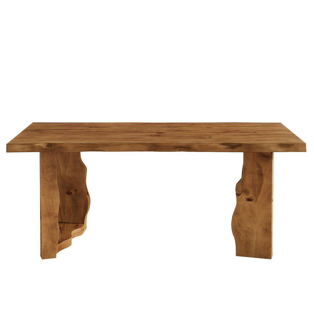 Roesler Brown Solid Wood 63 in. Pedestal Base Dining Table Kitchen Table Dinner Table with Sculptural Legs Seat 6
