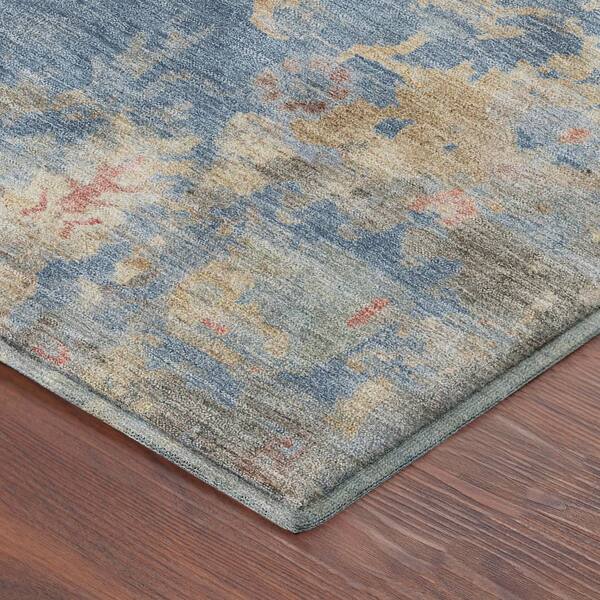Mayfield Premium Machine Washable Abstract AMF2302 Blue 2 ft. x 7 ft. Runner Rug