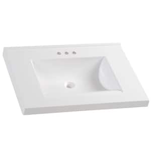 31 in. W x 22 in. D Cultured Marble Vanity Top in White with White Rectangular Single Sink