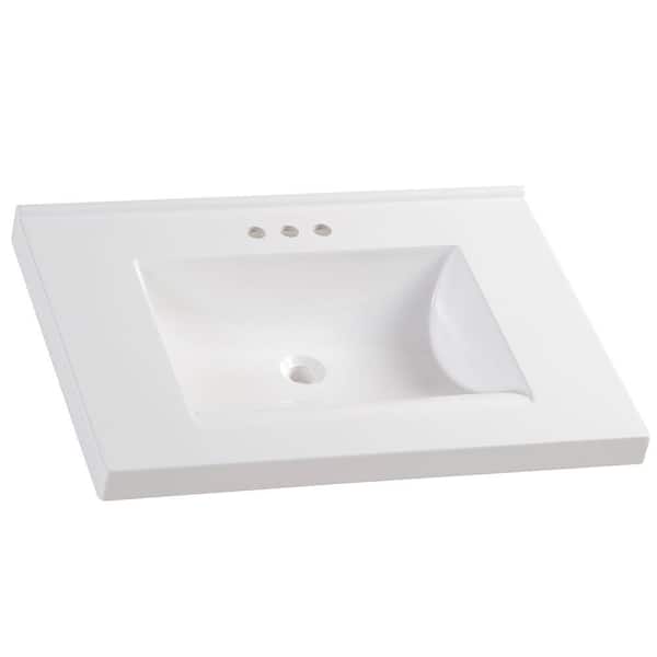 Glacier Bay 31 in. W x 22 in. D Cultured Marble Vanity Top in White with White Sink