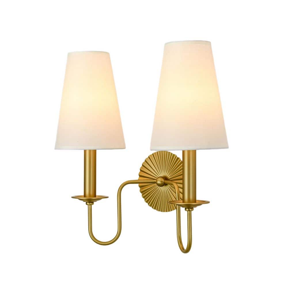 Yardley Modern 17.7-in 2-Light Brass Twin Cone Fabric Wall Sconce for Bedroom Hallway Bathroom Vanity price history on PriceWatchPro