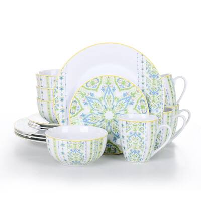 16-Piece Modern Subtle Flower Pattern White Porcelain Dinnerware Sets (Service for Set for 4)