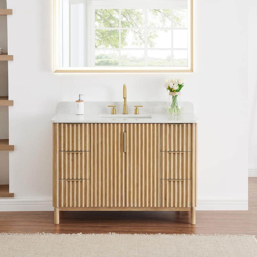 Altair Sierra 48 in. Single Sink Freestanding Washing Light Brown Bath ...