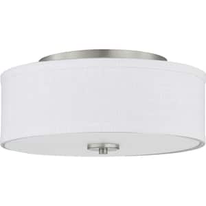 Inspire Collection Brushed Nickel Integrated LED Transitional Kitchen Ceiling Light Drum Flush Mount