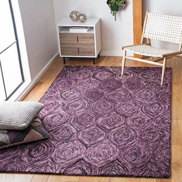 Ikat Purple 6 ft. x 6 ft. Geometric Solid Color Square Area Rug