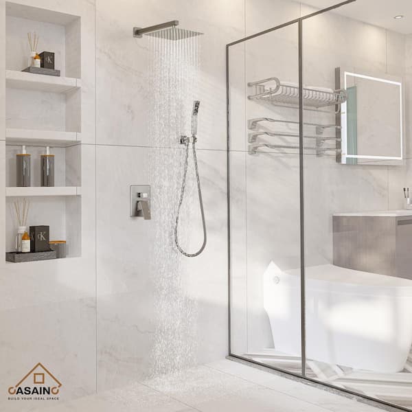 2-Function 10 in.Wall-Mounted Shower System in Brushed Nickel