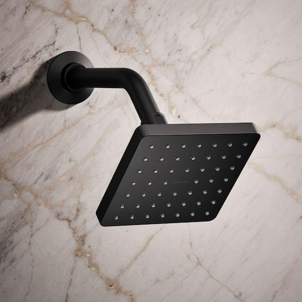 Parallel 1-Spray Patterns 1.75 GPM 5 in. Wall Mount Fixed Shower Head in Matte Black