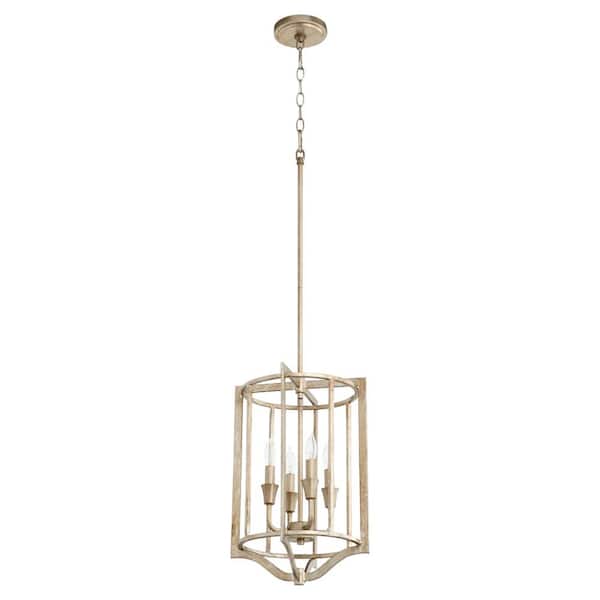 quorum Marquee 4-Light Pendant - Aged Silver Leaf