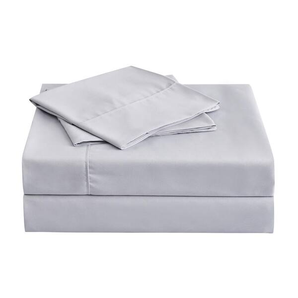 PUR & CALM 3-Piece Grey Antimicrobial Solid Microfiber Twin Sheet Set