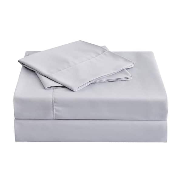 PUR & CALM 4-Piece Grey Antimicrobial Solid Microfiber Full Sheet Set