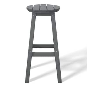 Laguna 29 in. HDPE Plastic All Weather Backless Round Seat Bar Height Outdoor Bar Stool in Gray (Set of 3)