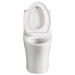 1-Piece 1.1/1.6 GPF Dual Flush Elongated Toilet in Glossy White Seat Included