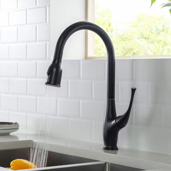Cedar Single Handle Pull Down Kitchen Sink Faucet with Soap Dispenser Oil Rubbed Bronze